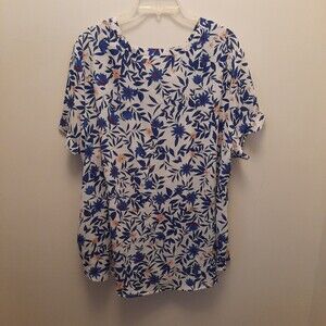 Liz Claiborne woman 3xl  white and blue Top Blouse